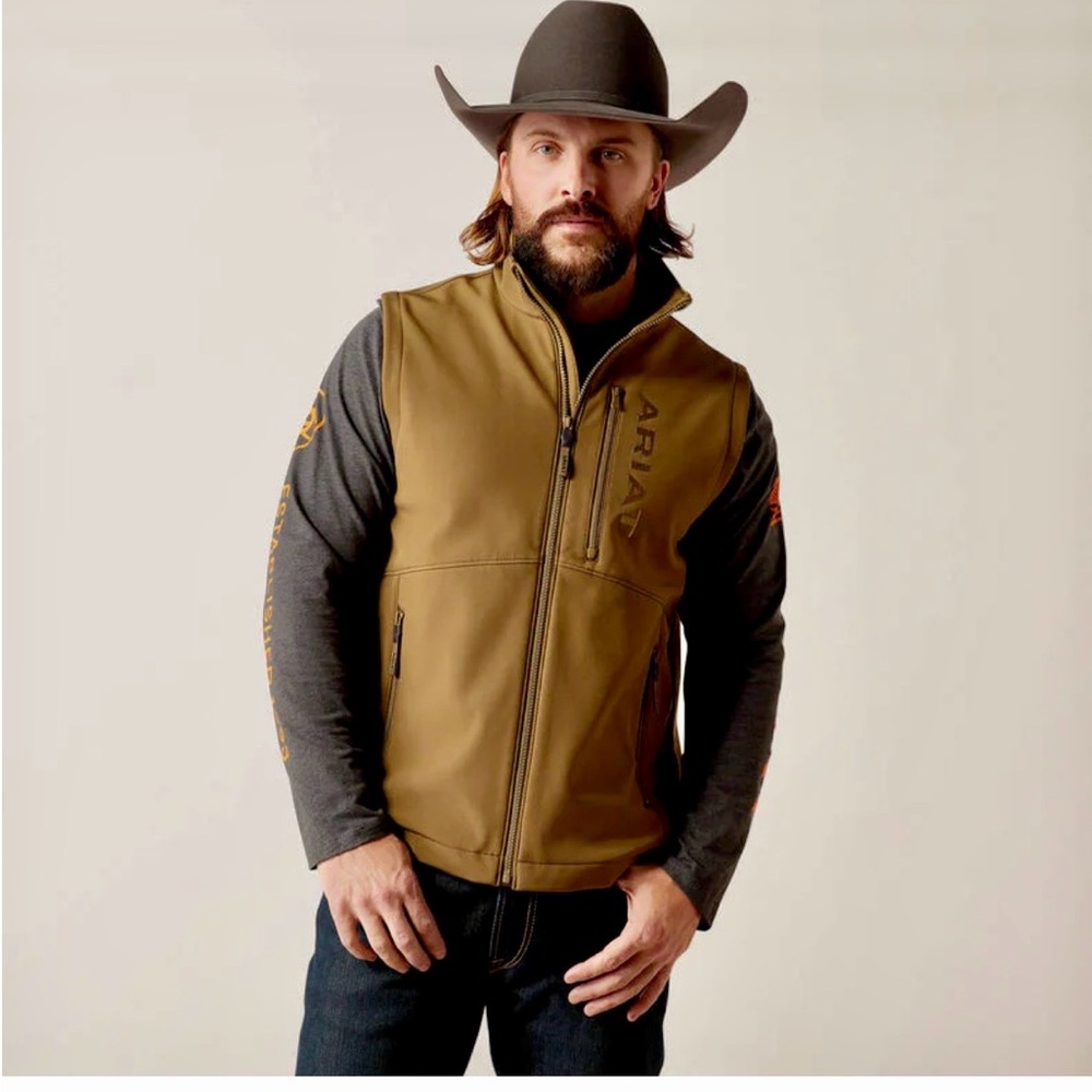 NWT Ariat Men's Brown Softshell Vest Size Small